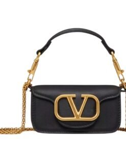 VALENTINO GARAVANI LOCÒ MICRO BAG IN CALFSKIN LEATHER WITH CHAIN