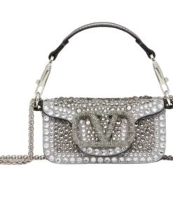 MICRO VALENTINO GARAVANI LOCÒ CHAIN BAG WITH RHINESTONES