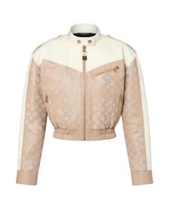 LOUIS VUITTON CROPPED MAHINA MONOGRAM LEATHER JACKET