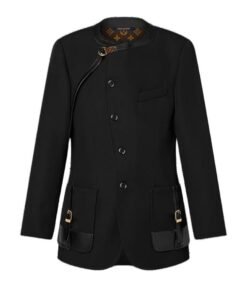 LOUIS VUITTON LEATHER ACCENT ASYMMETRICAL BLAZER