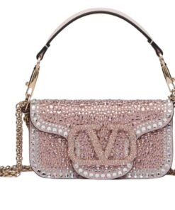 VALENTINO GARAVANI SMALL LOCO SHOULDER BAG WITH RHINESTONES