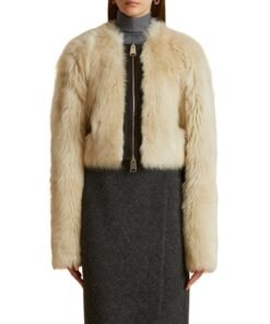 KHAITE THE GRACELL JACKET IN CREAM SHEARLING