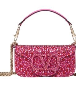SMALL VALENTINO GARAVANI LOCÒ SHOULDER BAG WITH RHINESTONES