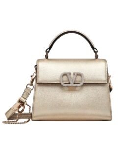 VALENTINO GARAVANI MINI VSLING HANDBAG IN METALLIC GRAINY CALFSKIN