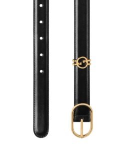 GUCCI BELT WITH ROUND INTERLOCKING G IN BLACK
