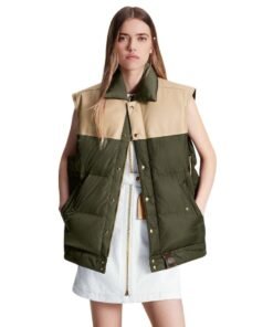 LOUIS VUITTON LEATHER ACCENT SLEEVELESS PUFFER JACKET