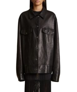 KHAITE THE GRIZZO JACKET IN BLACK LEATHER