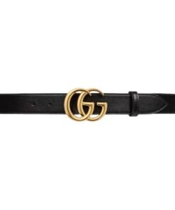 GUCCI GG MARMONT LEATHER BELT WITH SHINY BUCKLE