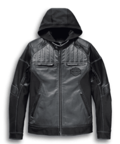 HARLEY DAVIDSON MEN’S REVERSION BLACK 3 IN 1 BIKER MOTORCYCLE GENUINE LEATHER JACKET