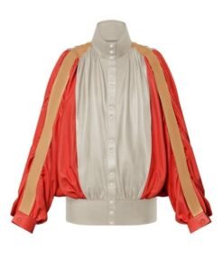 LOUIS VUITTON COLOR BLOCKED GATHERED LEATHER JACKET