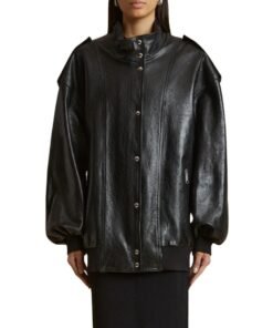KHAITE THE FARRIS JACKET IN BLACK LEATHER