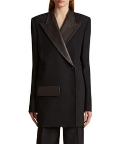 KHAITE THE JACOBSON BLAZER IN BLACK LEATHER COBO