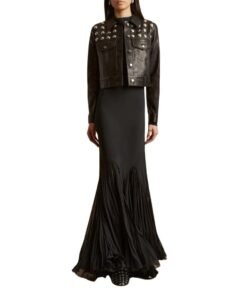 KHAITE THE RIZZO JACKET BLACK LEATHER WITH STUDS