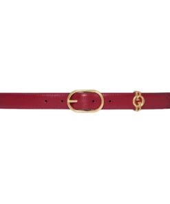 GUCCI BELT WITH ROUND INTERLOCKING G IN RED