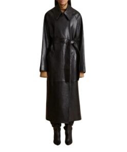 KHAITE THE MINNIE COAT IN BLACK LEATHER