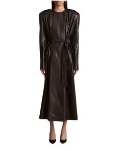 KHAITE THE MINNLER TRENCH IN BLACK LEATHER