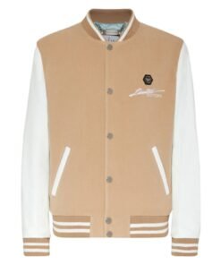 PHILIPP PLEIN WOOL AND LEATHER BOMBER SKULL&BONES