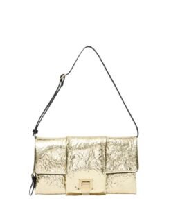 PROENZA FLIP SHOULDER BAG IN CRINKLED METALLIC GOLD