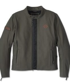 HARLEY DAVIDSON MEN TRIPLE VENT SYSTEM 2.0 LEATHER JACKET BLACK OLIVE