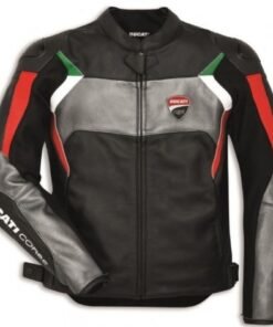 DUCATI MENS LEATHER MOTORCYCLE JACKET CORSE C3
