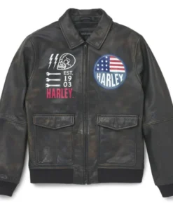 HARLEY-DAVIDSON MEN'S ARCHER BOMBER LEATHER JACKET