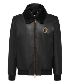 BILLIONAIRE LEATHER BOMBER WITH REAL FUR