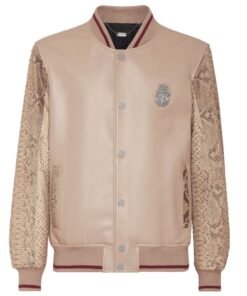 BILLIONAIRE PYTHON LEATHER MIX BOMBER