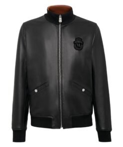 BILLIONAIRE HIGH COLLAR LEATHER BOMBER