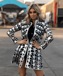 Silver Star Leather Jacket Coat