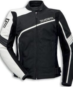 HISTORICAL DUCATI 77 LEATHER JACKET BLACK & WHITE