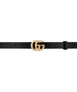 GUCCI GG MARMONT THIN LEATHER BELT WITH SHINY BUCKLE