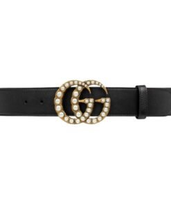 GUCCI GG MARMONT WIDE BELT WITH PEARLS