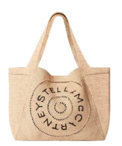 STELLA MCCARTNEY LOGO RAFFIA LARGE TOTE BAG