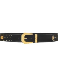 VERSACE MEDUSA HERITAGE STUDDED LEATHER BELT 4 CM