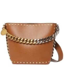 STELLA MCCARTNEY FRAYME STUDDED GRAINY ALTER MAT BUCKET BAG