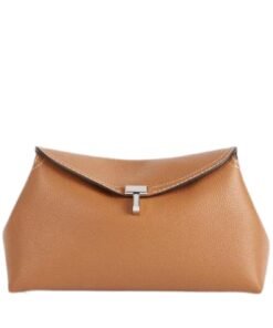 LA GARCONNE T-LOCK CLUTCH — TAN