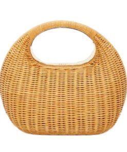 LA GARCONNE RATAN ROUND BAG — BEIGE
