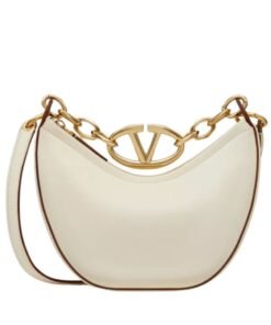 VALENTINO GARAVANI VLOGO MOON MINI HOBO BAG IN NAPPA LEATHER WITH CHAIN