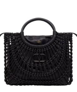 VALENTINO GARAVANI ALLKNOTS WOVEN LEATHER SHOPPER