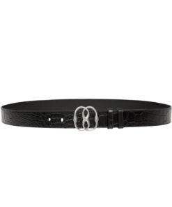 BALLY ICONIC 35MM BELT IN BLACK LEATHER