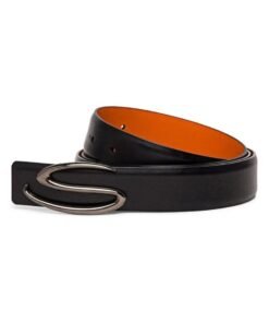 SANTONI MEN’S POLISHED BLUE LEATHER S BUCKLE BELT