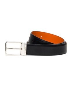 SANTONI MEN'S POLISHED BLUE LEATHER ADJUSTABLE BELT