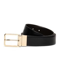 SANTONI REVERSIBLE AND ADJUSTABLE BLACK AND BROWN LEATHER BELT