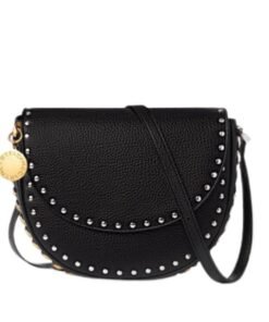 STELLA MCCARTNEY FRAYME STUDDED GRAINY ALTER MAT MEDIUM FLAP SHOULDER BAG
