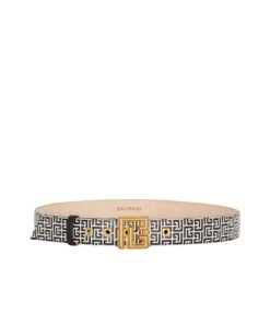 BALMAIN CALFSKIN PB BELT EMBOSSED WITH THE PB LABYRINTH MONOGRAM