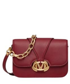 VALENTINO GARAVANI VLOGO O'CLOCK SMALL NAPPA LEATHER SHOULDER BAG WITH CHAIN
