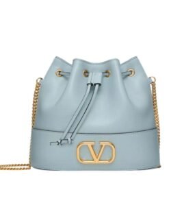 VALENTINO GARAVANI MINI BUCKET BAG IN NAPPA WITH VLOGO SIGNATURE CHAIN