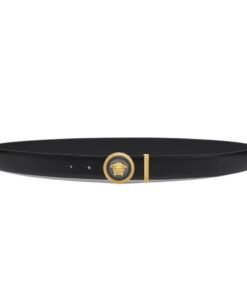 VERSACE MEDUSA BIGGIE ENAMEL LEATHER BELT 4 cm