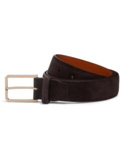 SANTONI MEN’S BROWN SUEDE ADJUSTABLE BELT