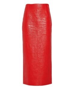 PRADA NAPPA LEATHER SKIRT IN RED